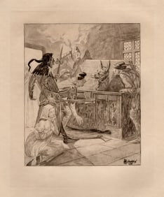 Framed Edmond Malassis Engraving Apprehending the Donkey Limited Signed