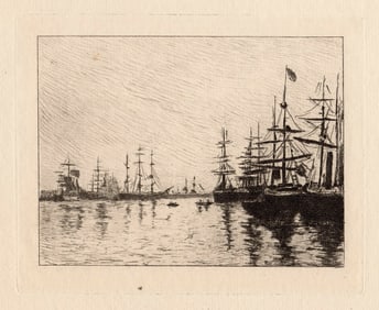 Eugene Boudin Antique 1892 Etching Port de Trouville