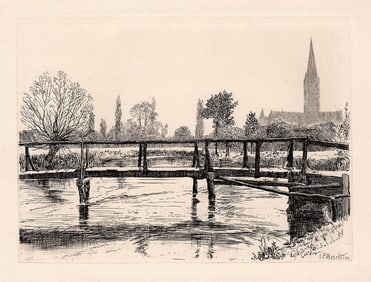 1871 John Postle Heseltine Salisbury etching signed