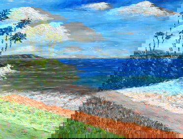Arthur Kinslow Orginal Painting Tropical Paradise 40 x 30 Inches