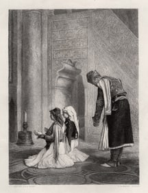 FRAMED 1800s Jean-Leon GEROME Etching Jeunes Grecs a la Mosquee SIGNED