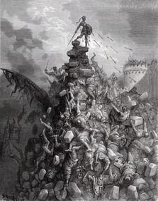 GUSTAVE DORE Orlando Furioso Woodcut BRANDIMARTE Signed FRAMED