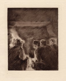 1892 Camille Pissarro 1892 Etching "The Vigil"