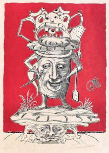 Salvador Dali Pantagruel Lithograph Signed Limited Framed: Salvador Dali. Les Songes Drolatiques de Pantagruel. Original Color Lithograph on Japon Paper. Year: 1973. Signed in pencil lower right, numbered in pencil from the edition of 250. Publisher: Carpenti