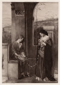 Robert Anning Bell Antique Print The Daisy Chain Signed Framed