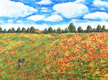 Arthur Kinslow Original Painting Poppy Field 36 x 48 Inches