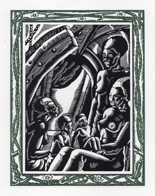 1946 PATRICK DE MANCEAU Woodcut Onboard the San Dominick Limited FRAMED