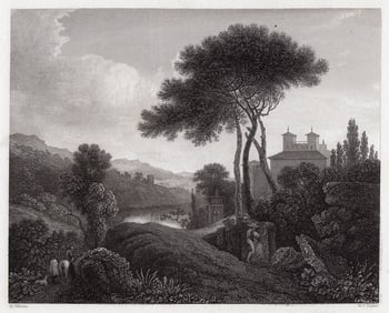 Richard Wilson Landscape 1834 Engraving Signed