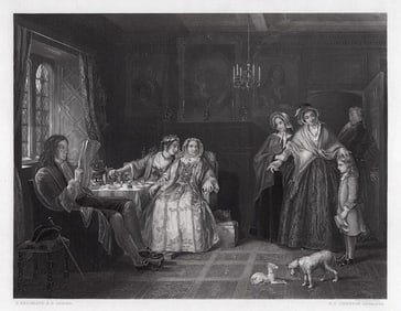 Richard REDGRAVE SIGNED 1800s Engraving Country Cousins Framed