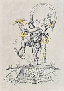 Salvador Dali Pantagruel Lithograph Signed Limited Framed: Salvador Dali. Les Songes Drolatiques de Pantagruel. Original Color Lithograph on Japon Paper. Year: 1973. Signed in pencil lower right, numbered in pencil from the edition of 250. Publisher: Carpenti