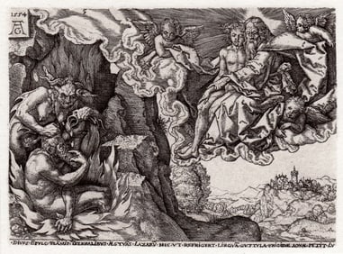 Heinrich Aldegrever or Aldegraf 1877 engraving The Parable of Dives and Lazarus, Plate 5: The Rich