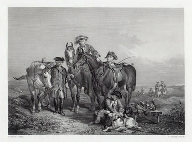 Fred Tayler A Hawking Party 1863 Engraving Signed