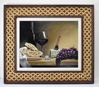 Karen Johnson Cheese and Wine Oil Painting