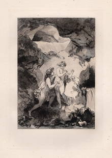 LIMITED 1800s Jean-Honore FRAGONARD Etching The River God Framed: Jean-Honore Fragonard (French, 1732 - 1806). Jean-Honore Fragonard 46 (from Conte de La Fontaine). Antique etching on laid paper after the original by master engraver Adolphe Martial Potemont