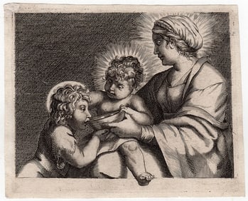 Annibale Carracci The Appearance of Christ to St. Peter engraving signed