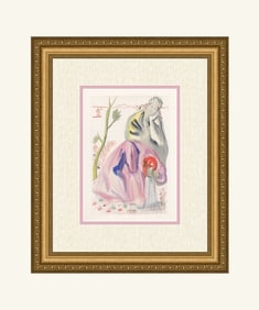 1960 Salvador Dali Woodcut The Source Signed Framed