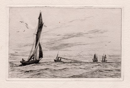 George Stratton Ferrier Sailboats 1879 etching