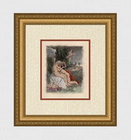 ORIGINAL 1947 Paul-Emile Becat Lithograph The First Kiss Framed LIMITED