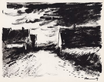 Maurice de Vlaminck Maisons dans la Beauce Original Lithograph signed Framed