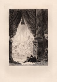 LIMITED 1800s Jean-Honore FRAGONARD Etching Candaules & Master of the Law FRAMED