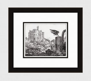 1818 Hippolyte Lecomte Lithograph The Eagle and the Owl Signed Framed