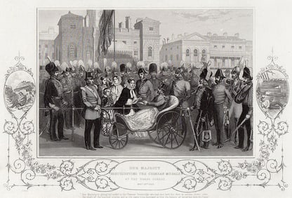 1800s Robert Neal Hind Engraving The Queen Signed Framed
