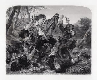 1800s Joseph Noel Paton Engraving The Outlander Framed Signed