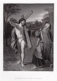Annibale Carracci The Appearance of Christ to St. Peter engraving signed