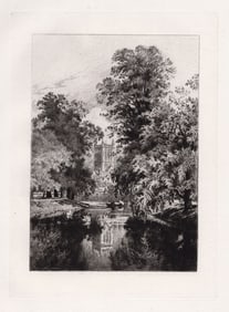 Alfred Louis Brunet-Debaines St. John's Chapel, from the River 1880 etching