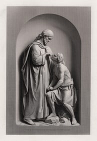 John Denton Crittenden 1800s Engraving Christ heals the Blind Man Framed COA