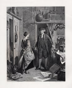 ROBERT HERDMAN 1800s Engraving Stern Jonathan Oldbuck FRAMED Signed