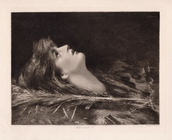 Jean Jacques Henner 1890 etching A Martyr signed