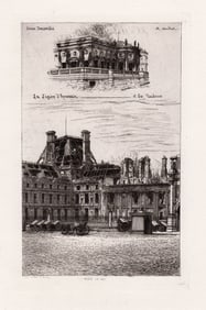 A. P. Martial (Adolphe Theodore Martial Potemont) (1827-1883) Ruins of the Tuileries 1871 etching
