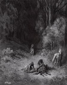 Gustave DORE 1800s Woodcut Angelica Consoles Sacripante FRAMED Signed