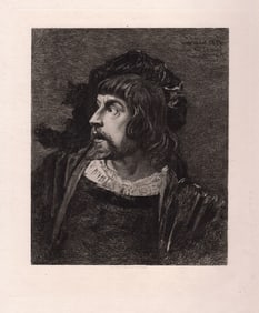 Jean Paul Laurens M. Mounet-Sully as Hamlet etching signed