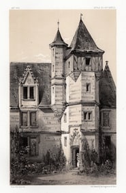 Original 1800s Victor Petit Lithograph Chateau De La Motte Signed Framed