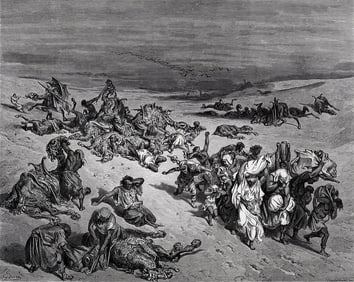 FRAMED 1800s Gustave Dore Biblical Wood Engraving The Murrain of Beasts SIGNED