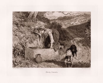 1891 Myles Birket Foster Thirsty Comrades print signed