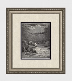 Gustave Dore Leviathan (Milton's Paradise Lost) c. 1880 Wood Engraving Signed