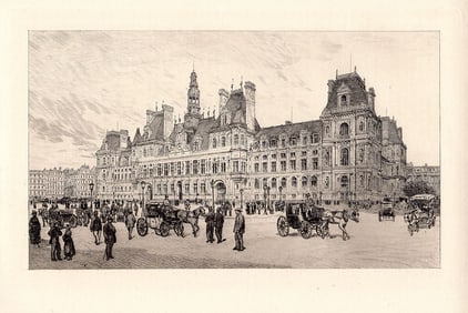 Adolphe Theodore Martial Potemont The Hotel De Ville 1883 etching