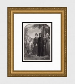 Grand 1800s John Callcott Horsley Engraving THE MELANCHOLY MAN Framed SIGNED