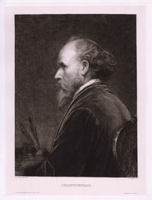 Friedrich von Amerling Selbst Portrait (Self Portrait) etching signed