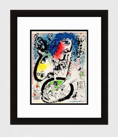 1960 Marc Chagall Lithograph Self Portrait Framed