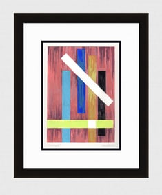 Mathis Original Gouache Playful Lines Abstract Swiss Signed Framed