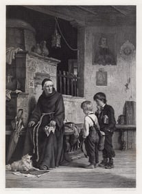 Carl Schloesser Priestly Admonition engraving signed