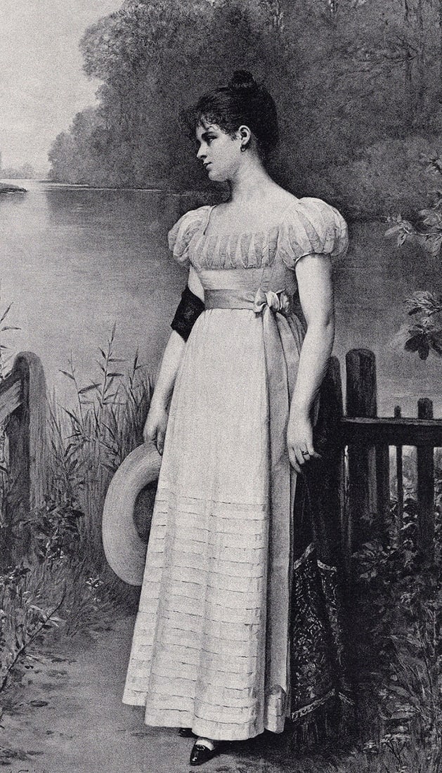 Jules-Emile Saintin 1800s Antique Print Standing by the River SIGNED Framed: Jules-emile Saintin (1829 - 1894). By The River. Antique print after the original. Year: c. 1890. Signed in the plate, lower left. Image Size 6 1/4 x 10 1/8 inches. Framed dimensions approximately 15