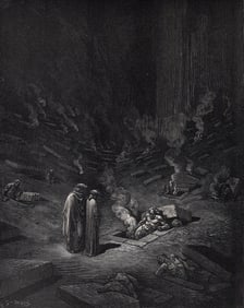 Gustave Dore Heretics (Dante's Divine Comedy Enferno) c. 1880 Woodcut