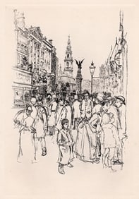 1890 Etching Joseph Pennell By the Law Courts Framed