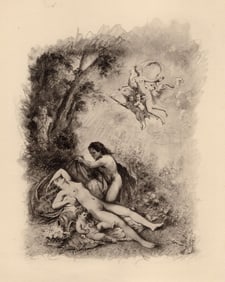 Original 1947 Paul-Emile Becat Nude Limited Lithograph Ecstasy Framed