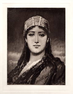 George Seymour Zanuba 1886 print: George L. Seymour (1876-1916). "Zanuba". Antique Heliogravure on wove paper after the original. 1886. Signed in the plate. Excellent. This piece is double matted and framed in a new solid wood mouldin